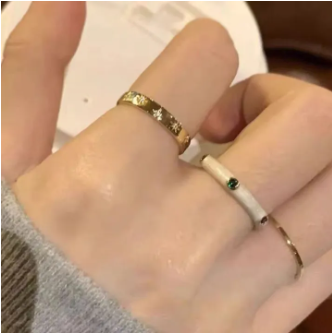 Zircon glaze light luxury star ring women's