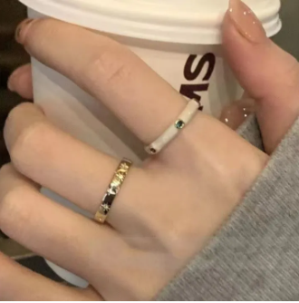 Zircon glaze light luxury star ring women's