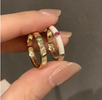 Zircon glaze light luxury star ring women's